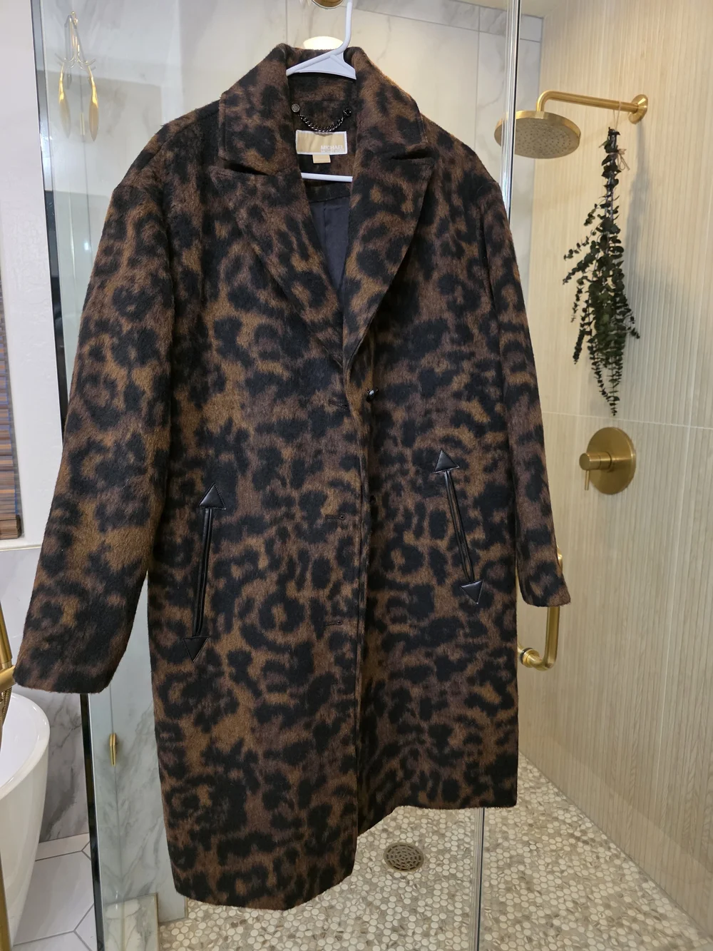 Michael Kors Brown and Black Leopard Print Trench Coat